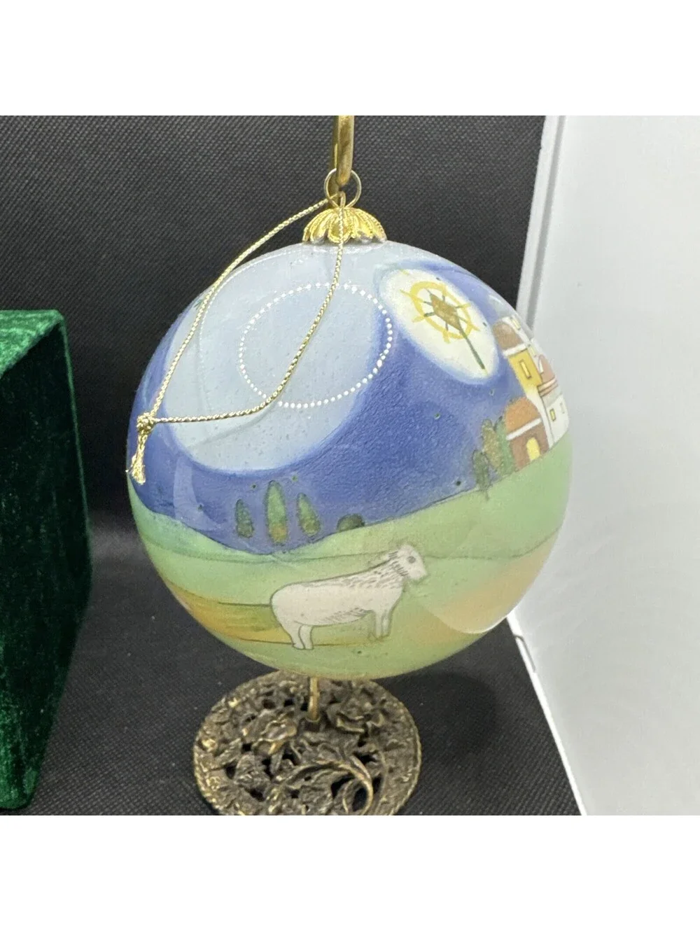 Vintage 2002 Li Bien Christmas Glass Ornament Pier One Angel Lamb Child Ball